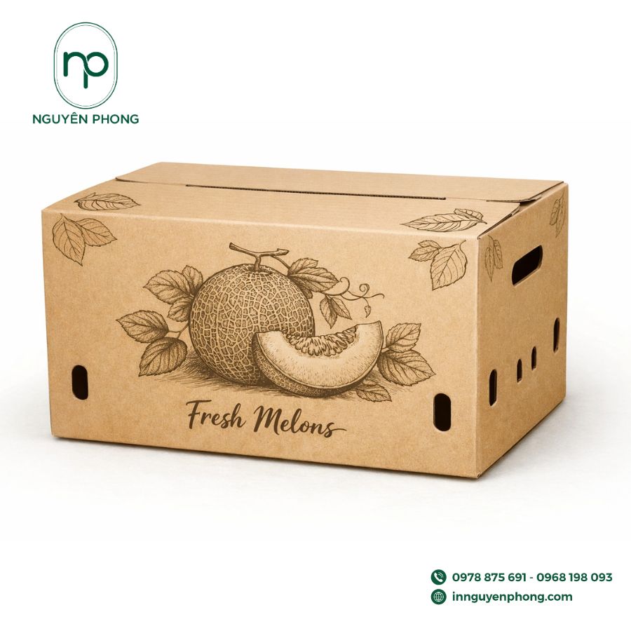 In thùng carton đựng các loại quả